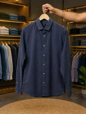 Men’s Premium Navy Blue Shirt – Full Sleeve Solid Casual Wear