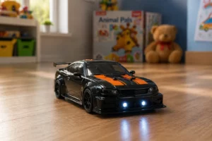 Stylish RC Sports Car – Black Edition with LED Headlights