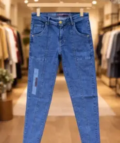 Men’s Premium Blue Denim Jeans – Modern Panel Design Statement Fit