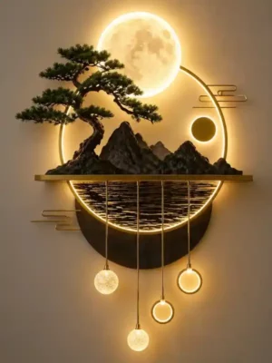 Premium Decorative Wall Light – Zen Moon Landscape Edition