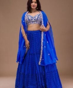 Royal Blue Zariwork Georgette Readymade Lehenga