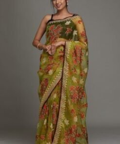 Mehendi Georgette Designer Saree