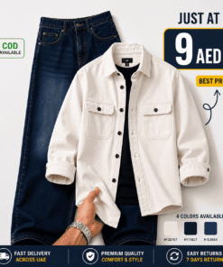 Men's Premium Cream Overshirt & Dark Blue Denim Combo
