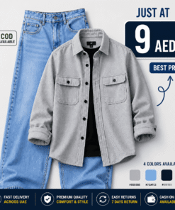 Men's Premium Light Grey Overshirt & Light Blue Denim Combo