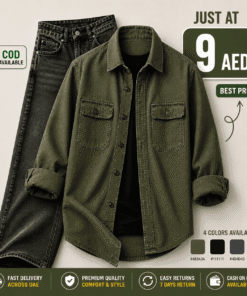 Men's Premium Olive Overshirt & Black Denim Combo